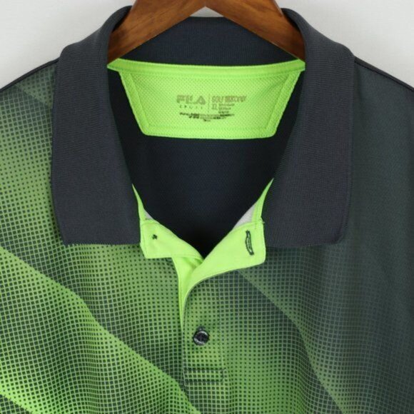 Fila Sport Men's Extra Large Gray & Green Short Sleeve Tech Polo Shirt - Picture 2 of 7